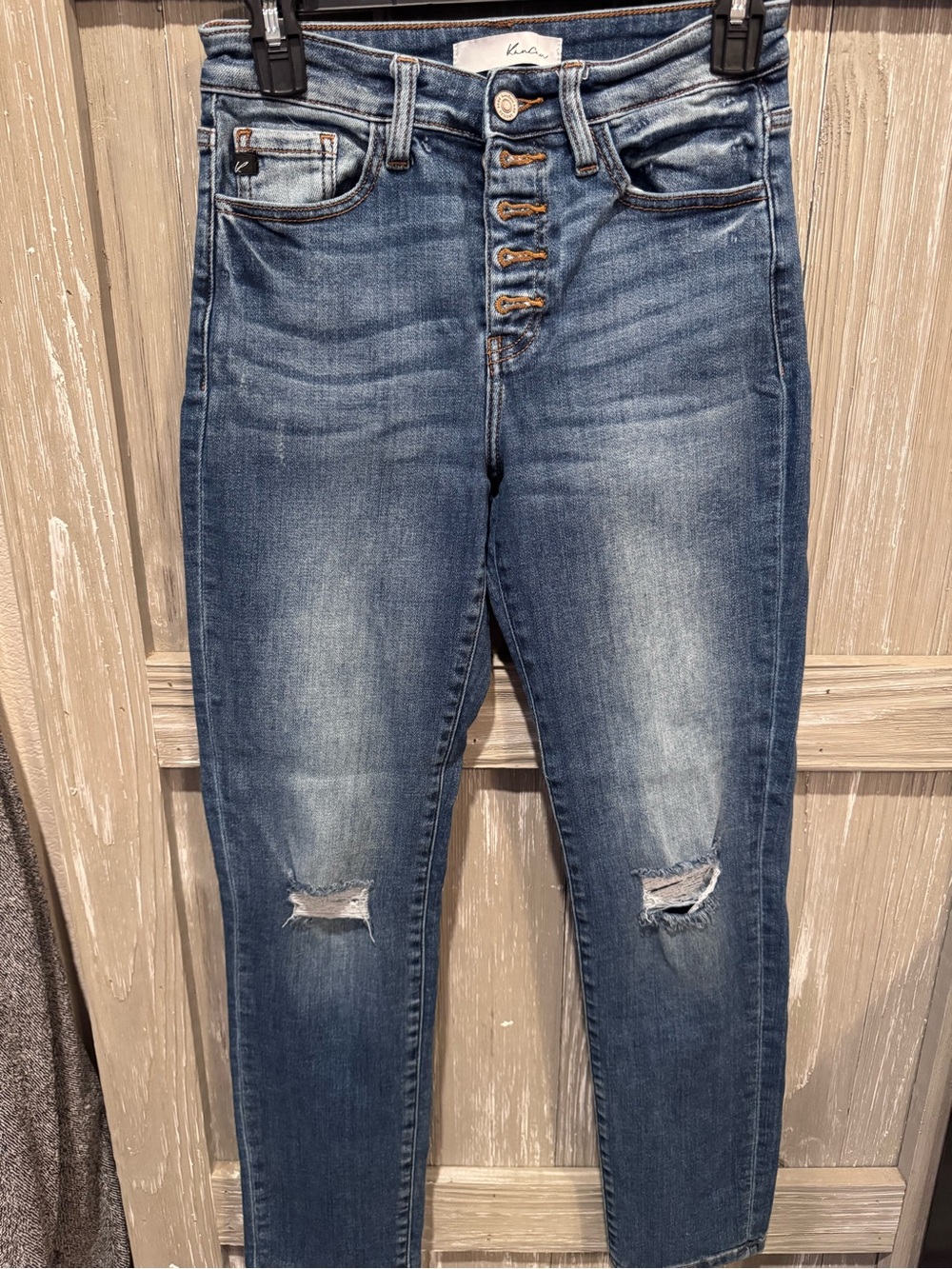 KanCan Medium Blue Distressed High-Rise Skinny Jeans